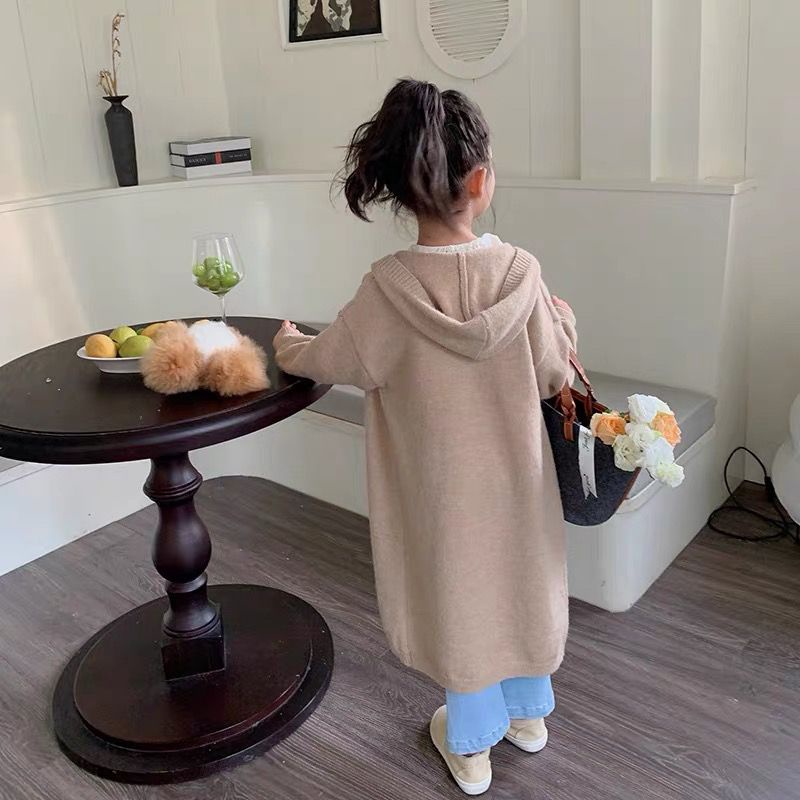 Áo Khoác Cardigan Dáng Dài Phong Cách Hàn Quốc Thời Trang Thu Đông 2022 Mới Cho Bé Gái