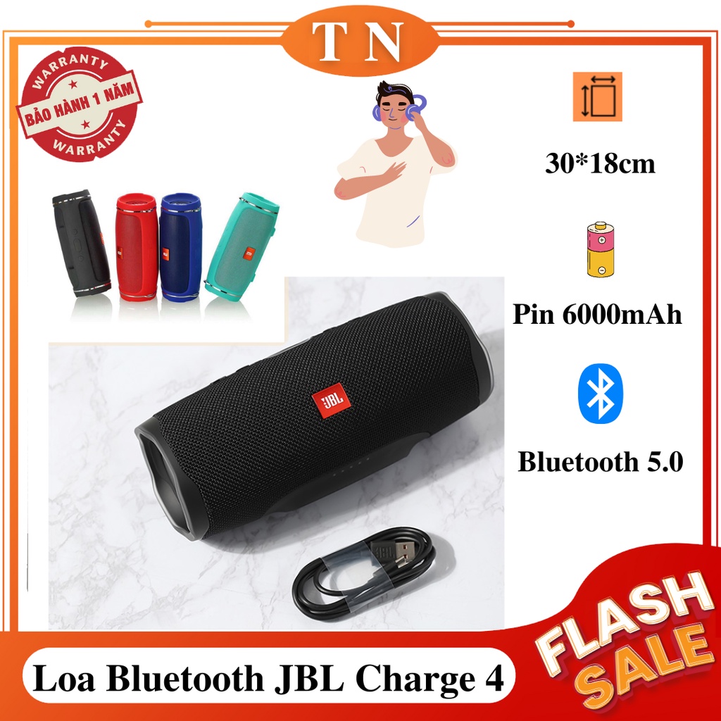 Loa Bluetooth JBL Charge 4 - Loa Bass Mạnh Màng Loa 2 Bên Rung Theo Nhạc, Thiết Kế Nhỏ Gọn Dễ Di Chuyển, Pin Trâu