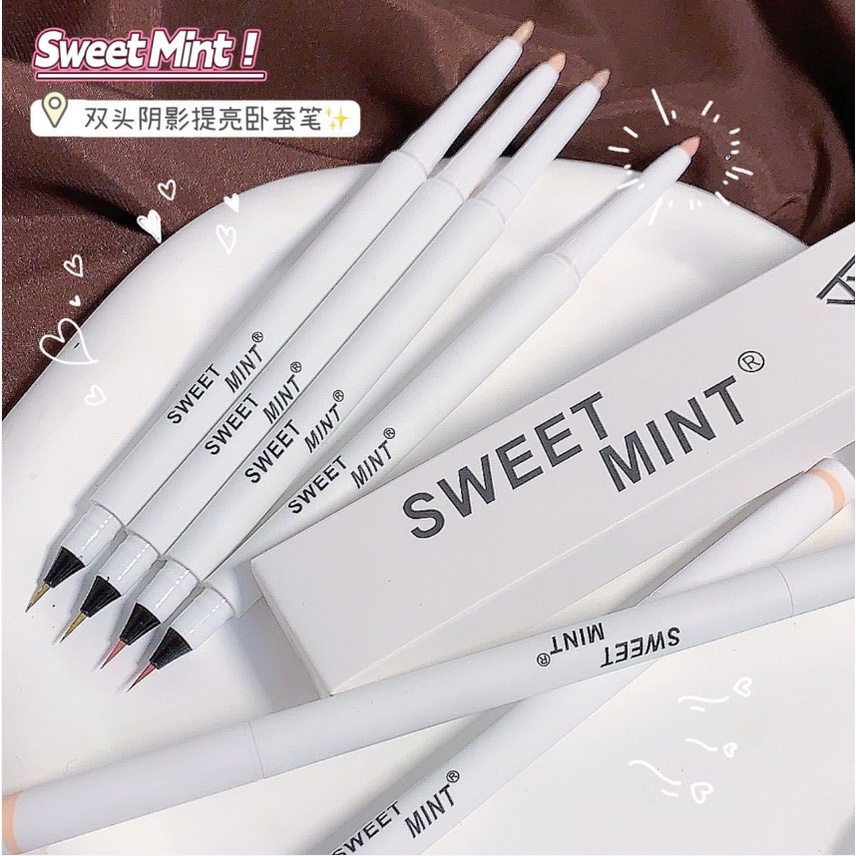 Bút kẻ bọng mắt 2 đầu 2in1 SWEET MINT nét mảnh chống thấm nước màu sắc đa dạng chống thấm nước SWMI36