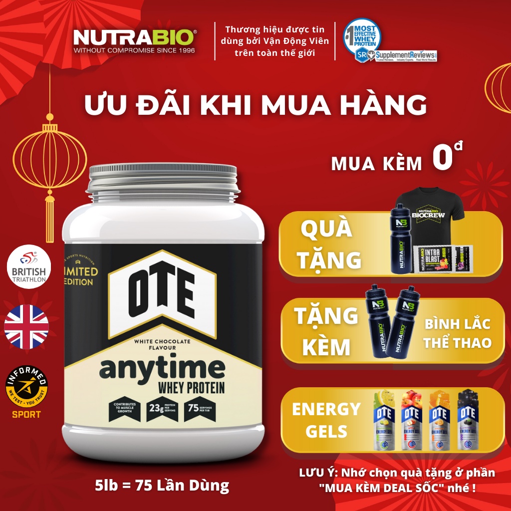 Bột Whey Phục Hồi Thể Thao OTE Sports Anytime, Phục Hồi Nhanh, Hỗ Trợ Tăng Cơ Giảm Mỡ, Hương Vị nguyên bản