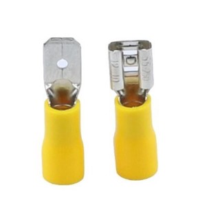 Đầu cốt ghim đực cái FDD5.5-250, MDD5.5-250, đầu cose ghim capa phủ nhựa chất liệu đồng vàng dẫn điện tốt