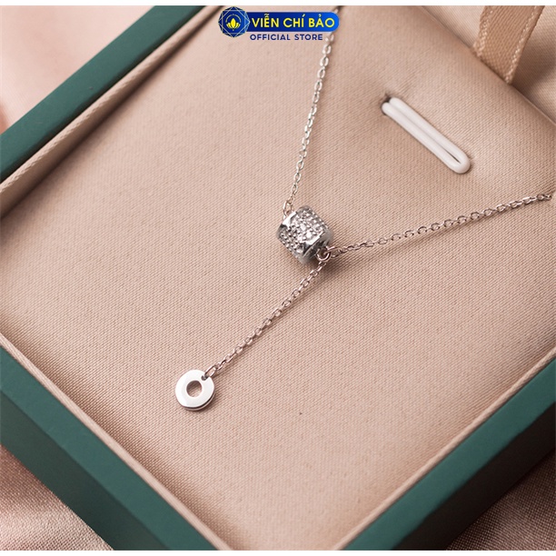 Dây chuyền hình trụ đá trắng chất liệu bạc 925 thời trang phụ kiện trang sức nữ Viễn Chí Bảo D400470