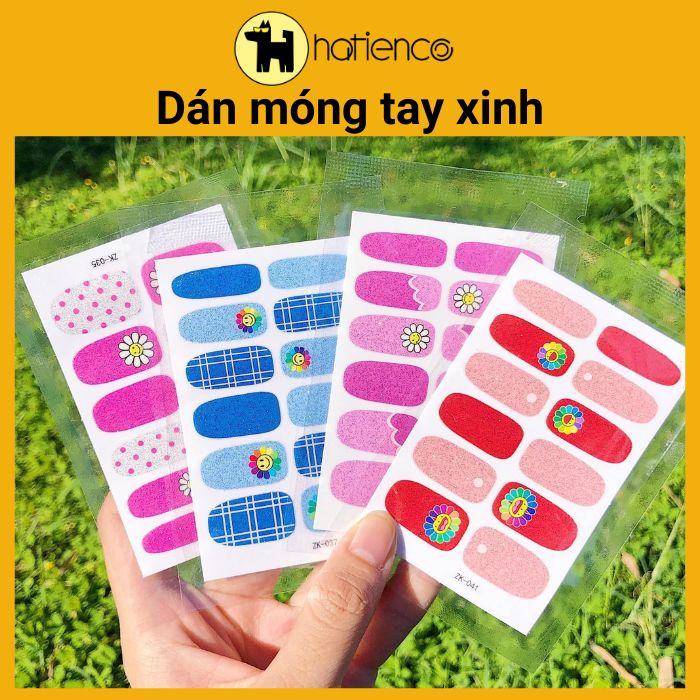 Dán móng tay, sticker dán móng dễ thương set 14 miếng
