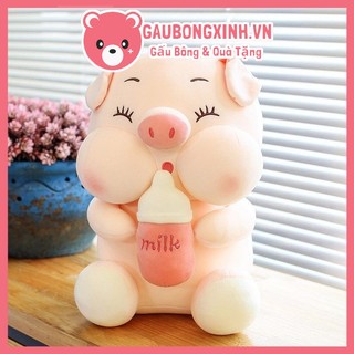 Gấu Bông Heo Ôm Bình Sữa đáng yêu, Thú nhồi Bông Chú Lợn bú sữa siêu Cute, Gấu cao cấp Gaubongxinh.vn