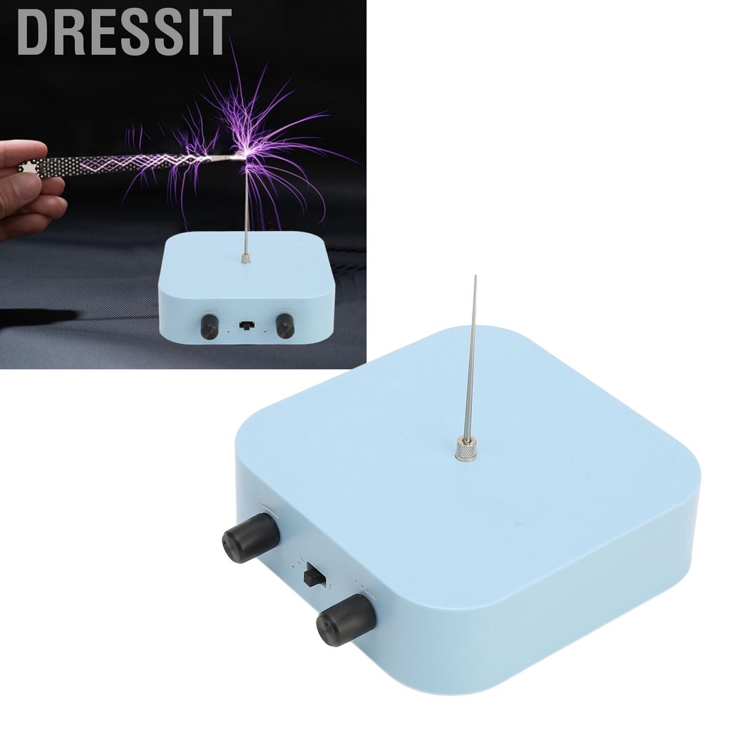 Dressit Music Tesla Coil 2 Modes Bluetooth Plasma Speaker Wireless Power Transmission Desktop Mini Toy Haze Blue 100‑240V