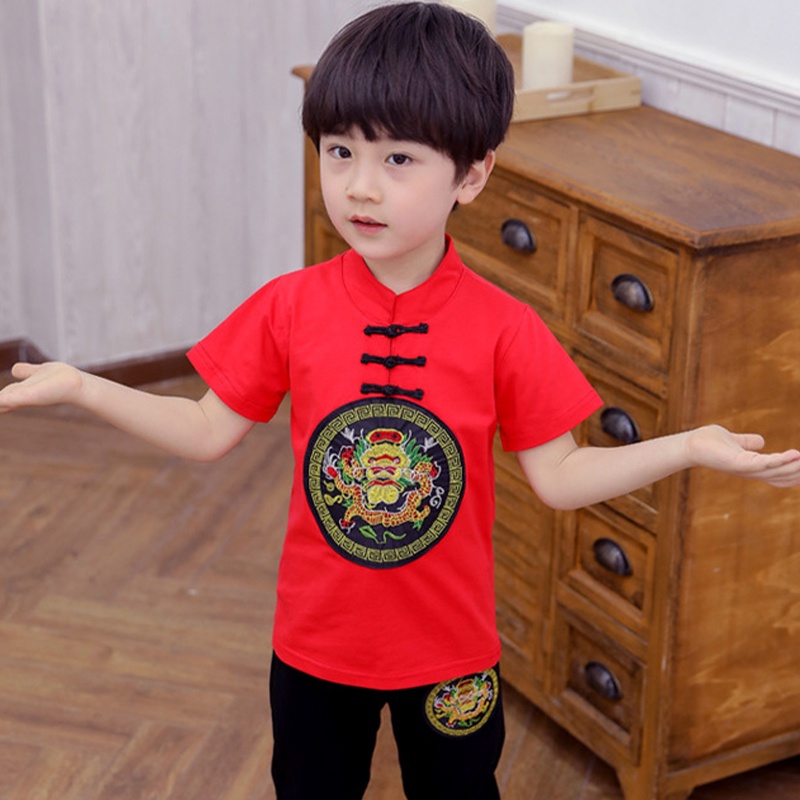 CATIMINI Set Áo Thun Ngắn Tay Và Quần short Phong Cách Trung Hoa Thời Trang Mùa Hè Cho Bé Trai Và Gái