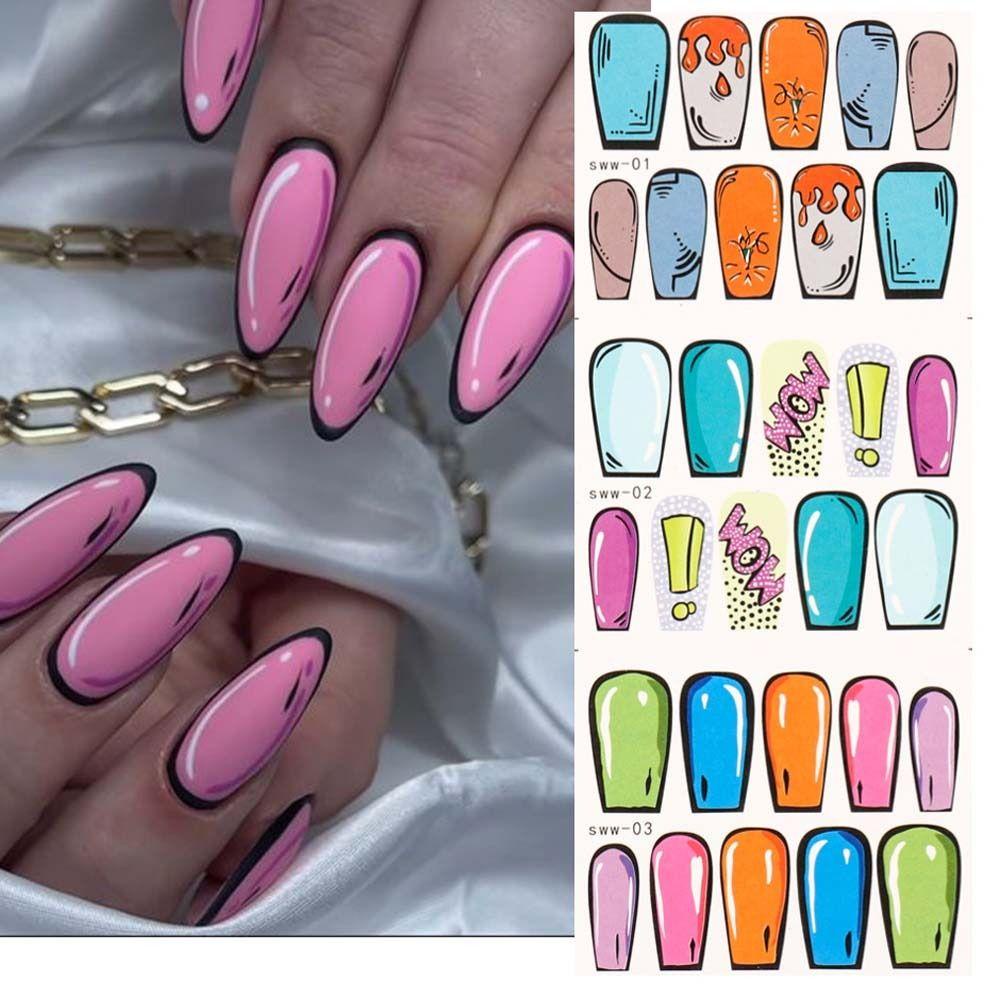 Miếng Dán Trang Trí Móng Tay Hình Giọt Nước Ngọn Lửa Trái Tim Thời Trang Dành Cho Nữ