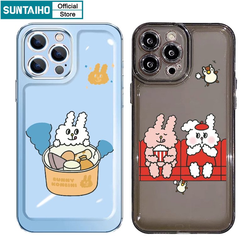 Suntaiho Ốp lưng iphone Ốp Điện Thoại mềm họa tiết thỏ xinh xắn thích hợp cho iPhone 14 13 12 11 Pro Max X XS XR Xsmax 7 8 Plus