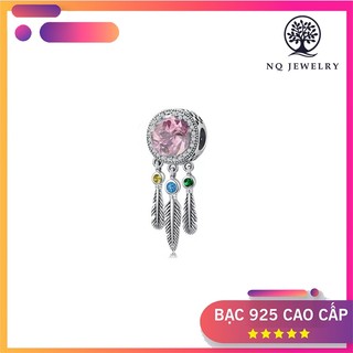 Charm bạc xỏ ngang dreamcatcher đính đá