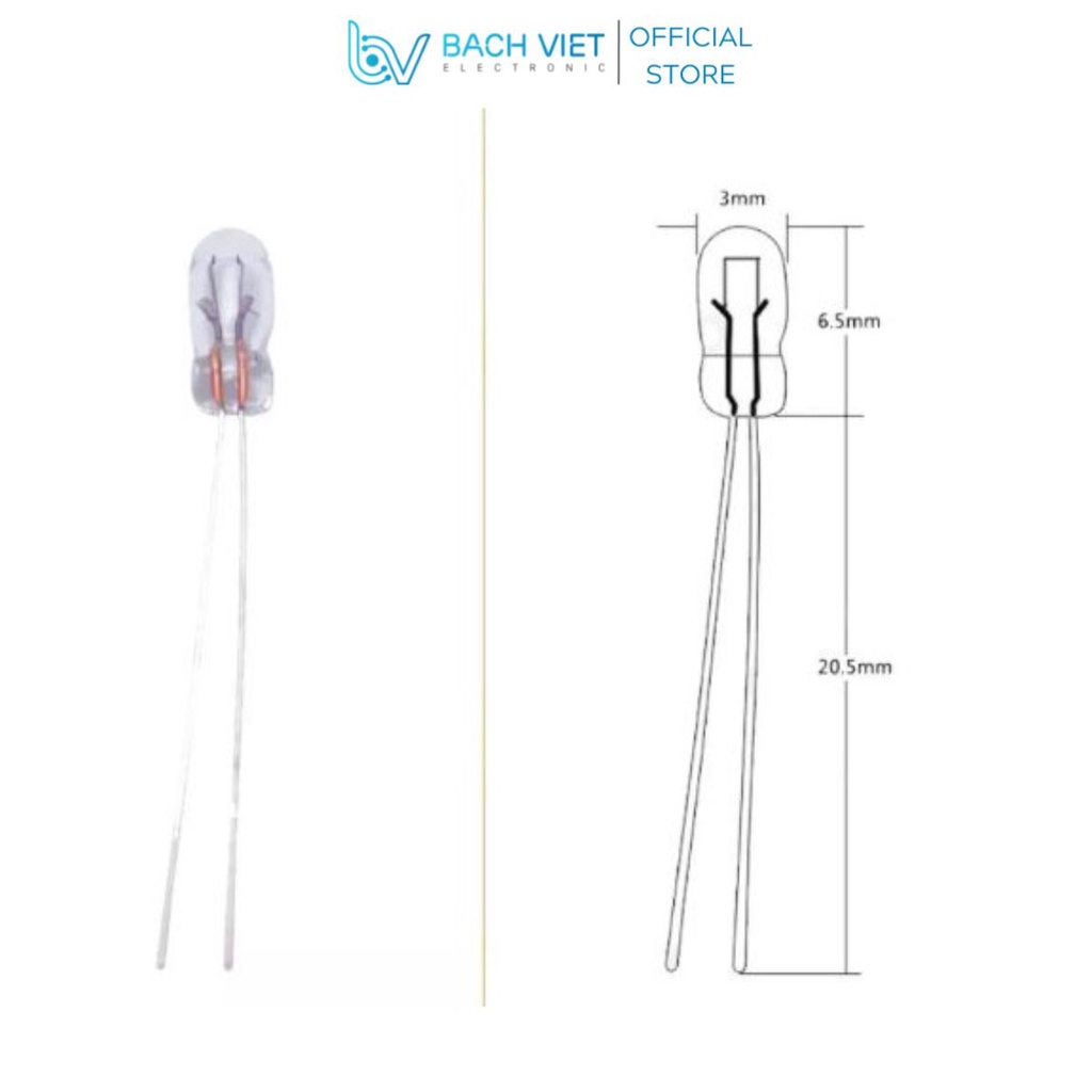10 Đèn Sợi Đốt Halogen T3 3mm 12v 0.07A