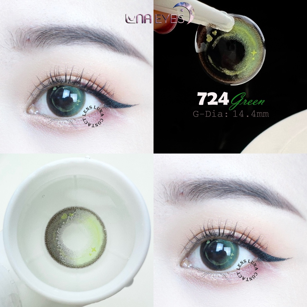 [1 year] Kính áp tròng LUNA EYES 724 GREEN - Lens size to