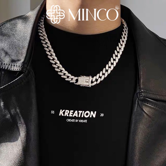 Dây Chuyền Nam Cuban HipHop Đính Đá Minco Accessories dạng chuỗi xích phong cách Streetwear Thép Titan DT64