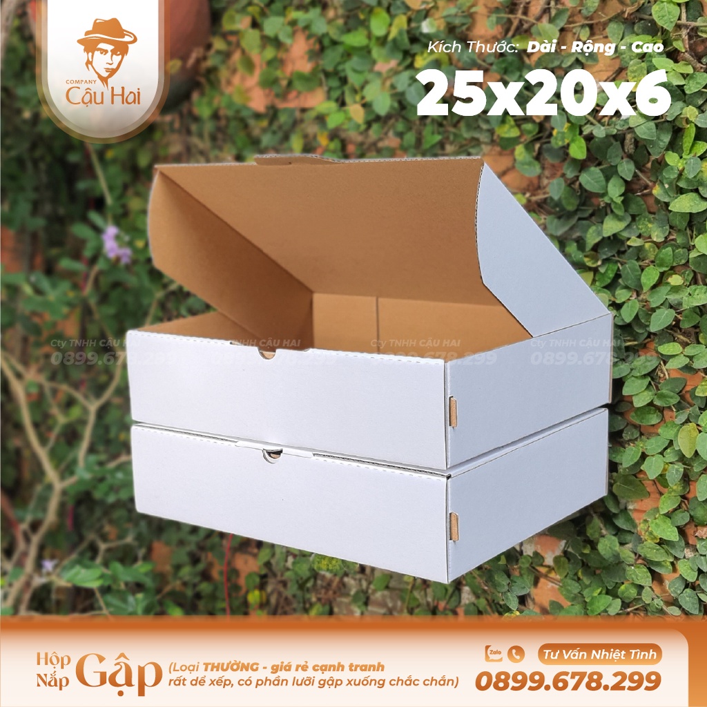 Set 50 hộp carton nắp GẬP 25x20x6