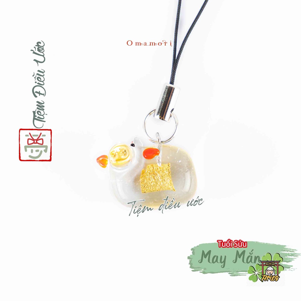 Móc Khóa Omamori 12 con giáp kim Phiến cầu may mắn, phát triển để treo túi xách , điện thoại Kyoto, Nhật Bản