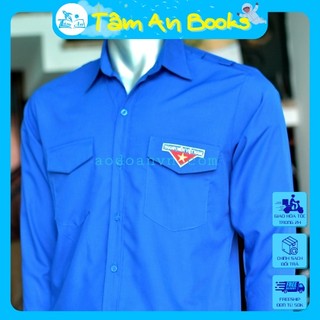 Áo đoàn thanh niên việt nam dáng dài tay, áo đoàn sơ mi nam nữ logo thêu sắc nét