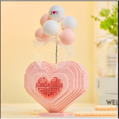 Đồ Chơi Xếp Hình  Trái tim màu hồng Lắp Ráp Mô Hình Trái Tim Màu Hồng  phát sáng có thể   Làm Quà Tặng