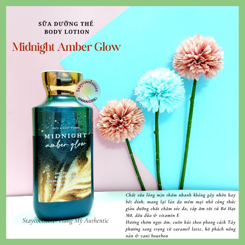 Midnight amber glow- Bộ Xịt thơm body mist- Sữa tắm- Dưỡng thể- Kem tay Chăm sóc toàn thân Bath & Body Works