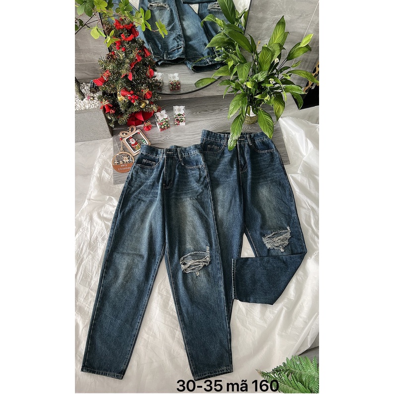 Quần baggy jean nữ rách gối bigsize hàng VNXK thời trang bigsize 2KJean MS160