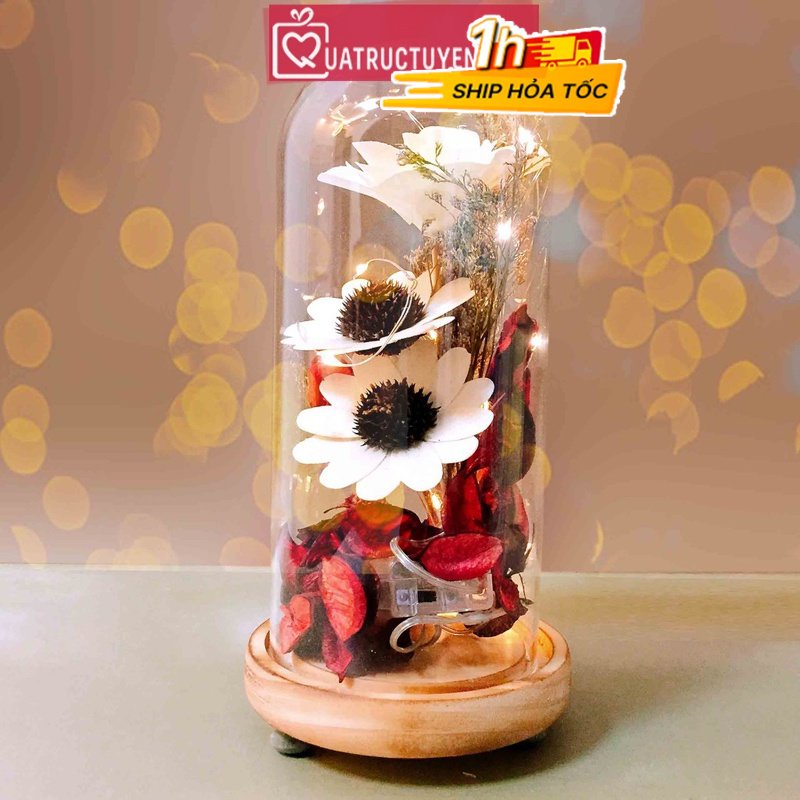Bình hoa khô thủy tinh - Quà tặng đồng nghiệp, bạn gái ngày sinh nhật, 14/02