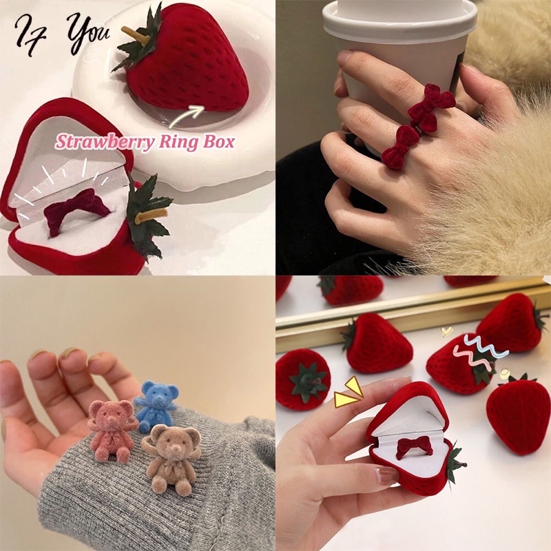 Hộp đựng nhẫn hình quả dâu xinh xắn dùng làm quà tặng trang sức
