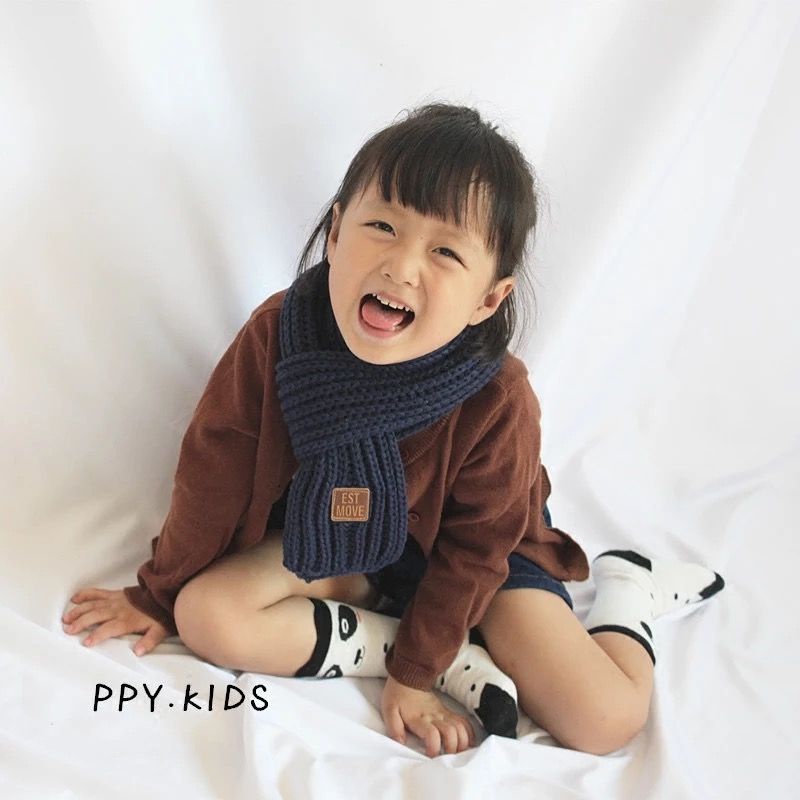 Khăn Choàng Cổ Đan Len Dày Dặn Giữ Ấm Mùa Thu Đông Phong Cách Hàn Quốc Cho Bé