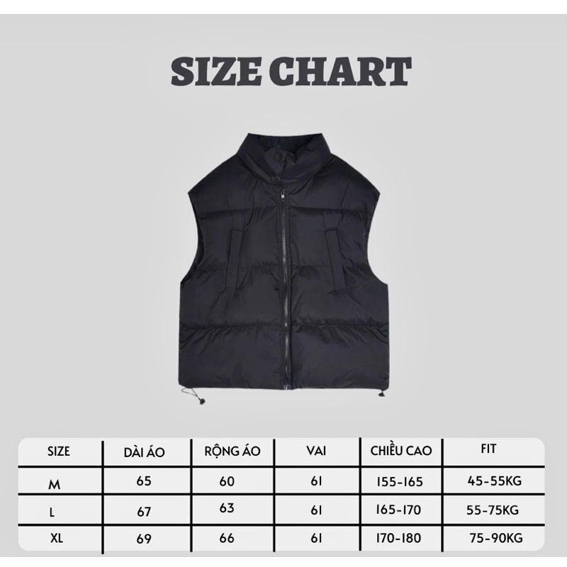 Áo Puffer Gile Form Rộng Dây Rút Tăng Chỉnh, Áo Phao Gile Cộc Tay Chần Bông Dành Cho Nam Và Nữ