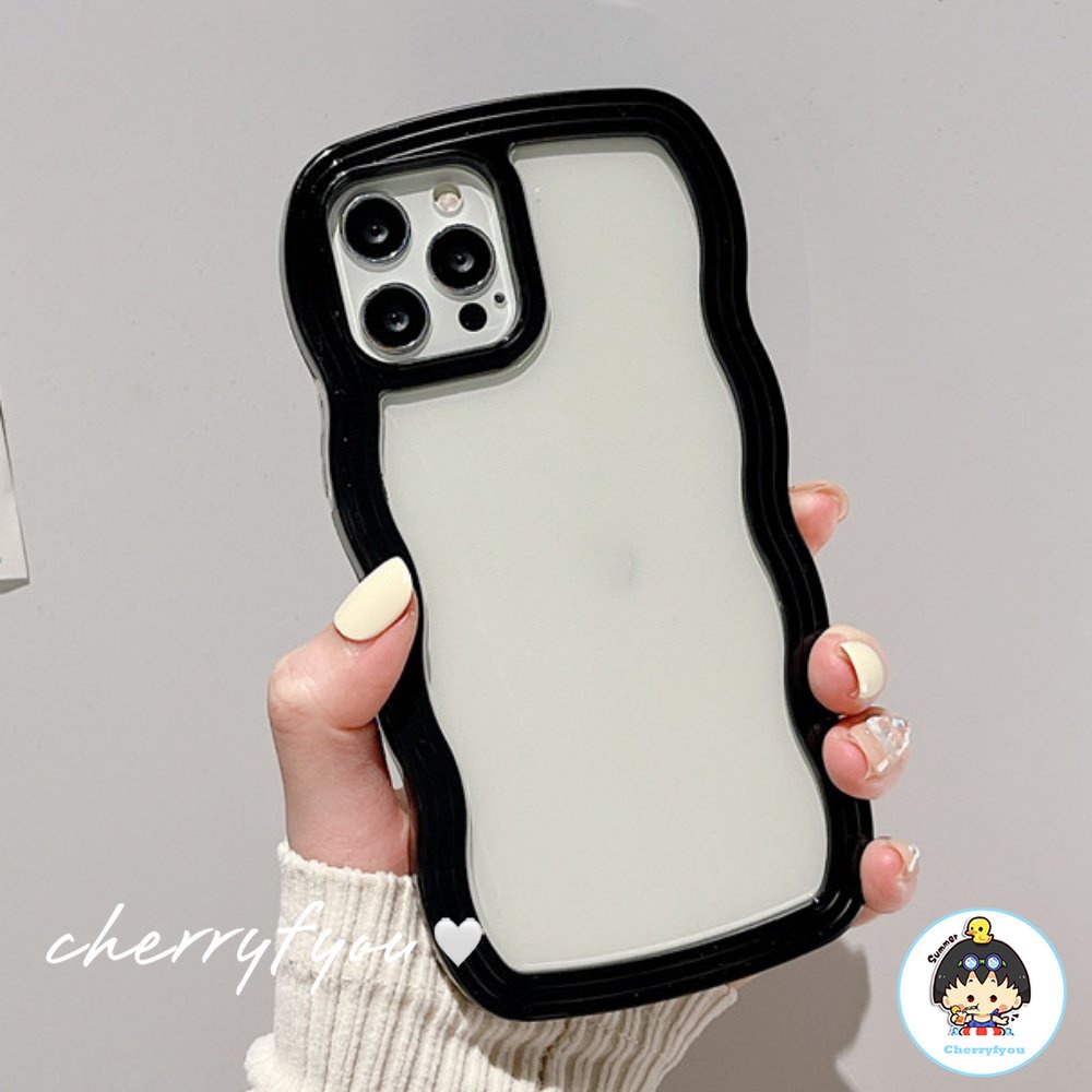 Ốp Điện Thoại Trong Suốt Viền Gợn Sóng Màu Kẹo Chống Trượt Cho IPhone 14 13 12 11 Pro Max 8 7 Plus X XS XR