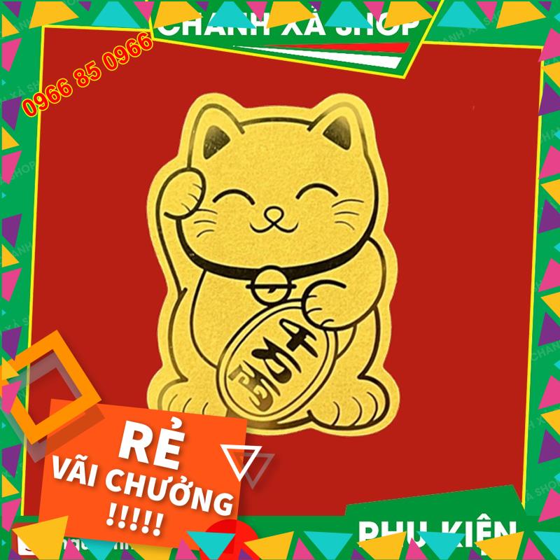 HOT 2023 Miếng Dán Thần Tài và Mèo thần tài Vàng Hút Tài Lộc Dùng Dán Điện Thoại