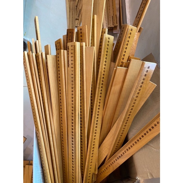 Thước gỗ sồi hàng loại 1 khắc vạch tia số rõ cho giáo viên học sinh kích thước 30cm 50cm 60cm**************