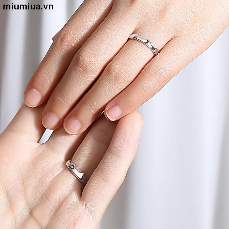 miumiua🔮Nhẫn hợp kim đồng họa tiết mặt trời/mặt trăng có thể điều chỉnh thời trang dành cho cặp đôi