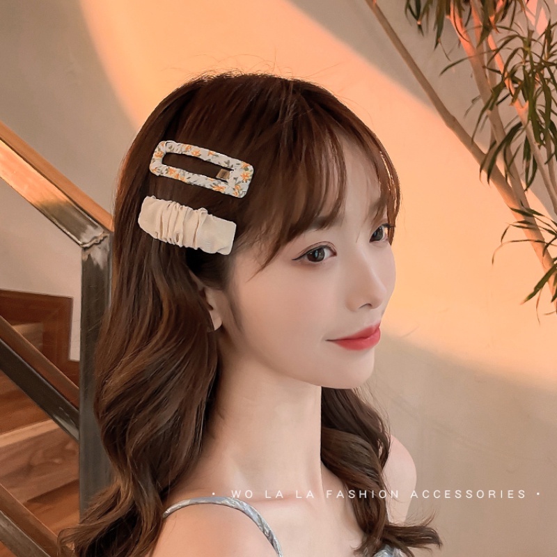 Bộ Kẹp Tóc Vải In Hoa Kiểu Hàn Quốc Dễ Thương Cho Bé Gái