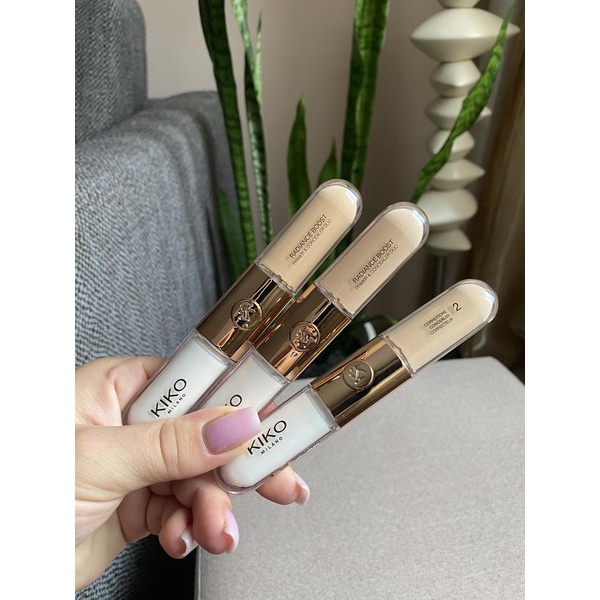 Kem nền và kem che khuyết điểm cho mắt  2 trong 1 Kiko Radiance Boost Primer & Concealer Duo -VĐ