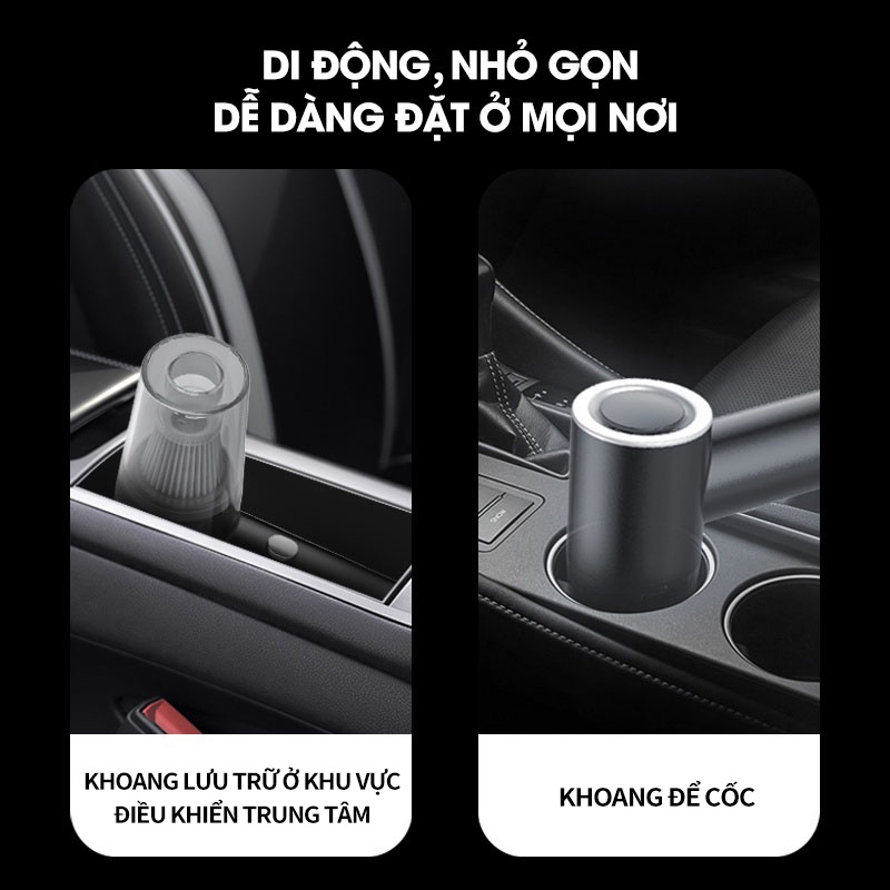 Máy Hút Bụi Cầm Tay Không Dây Siêu Mini EASYR Lực Hút Cực Mạnh 6000Pa, Công Suất 120W