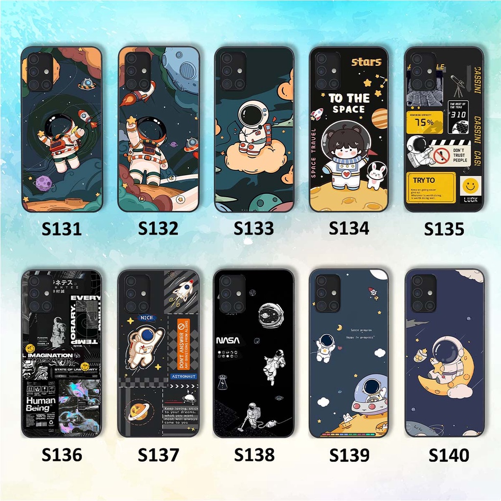Ốp lưng Samsung A31 / A51 / A71 viền đen in họa tiết vũ trụ phi hành gia siêu đẹp