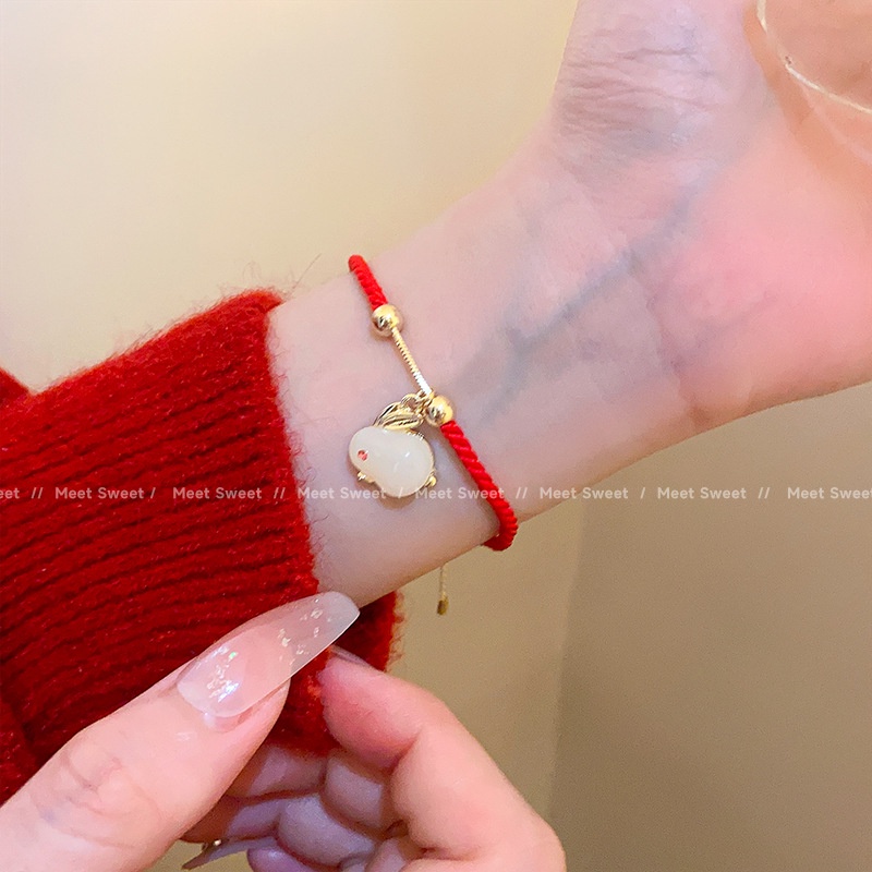 Vòng Tay Dây Đỏ Đính Đồng Xu May Mắn Thời Trang Trung Hoa