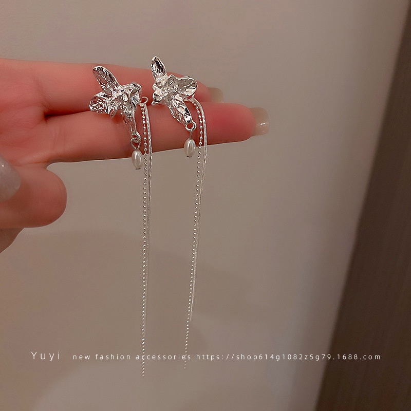 Khuyên Kẹp Vành Tai Mạ Bạc 925 Đính Ngọc Trai Xinh Xắn