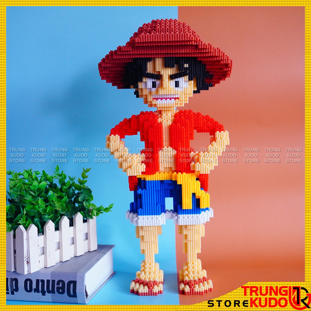 Mô hình Luffy và Chopper trong One Piece dạng đồ chơi lắp ghép làm quà tặng đồ decor