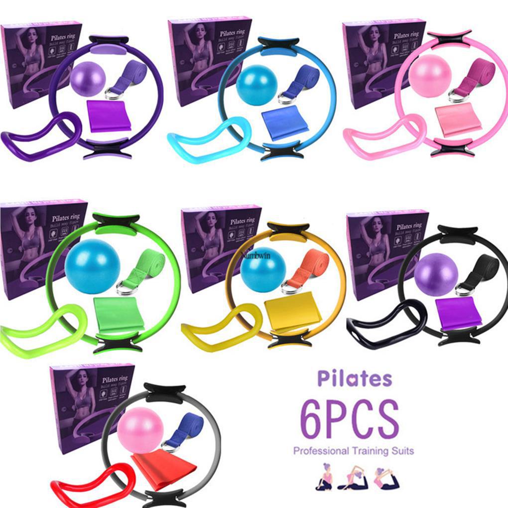 1 Set 6 Vòng Đai Kháng Lực Co Giãn Hỗ Trợ Luyện Tập Yoga / Gym / Thể Hình Tại Nhà