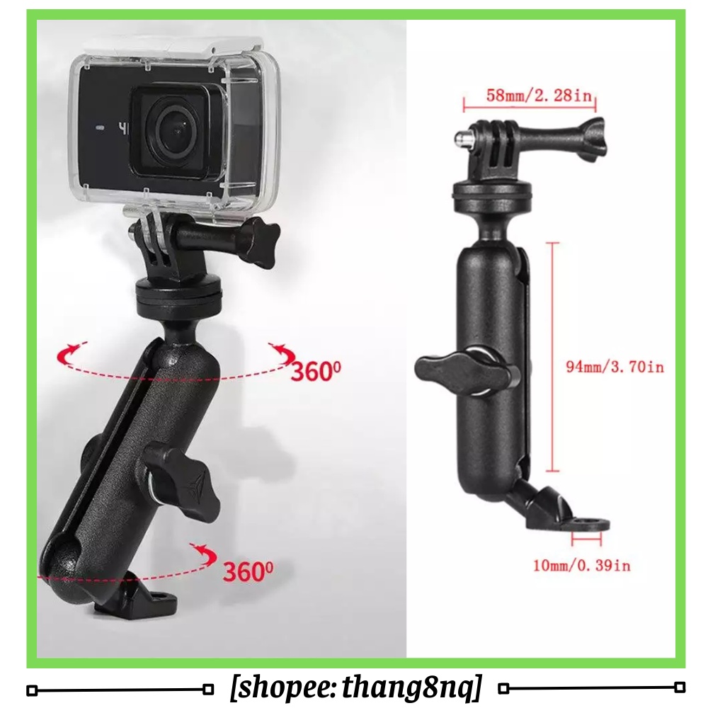 Giá đỡ hợp kim gắn gopro, action cam vào ghi đông, gương xe máy
