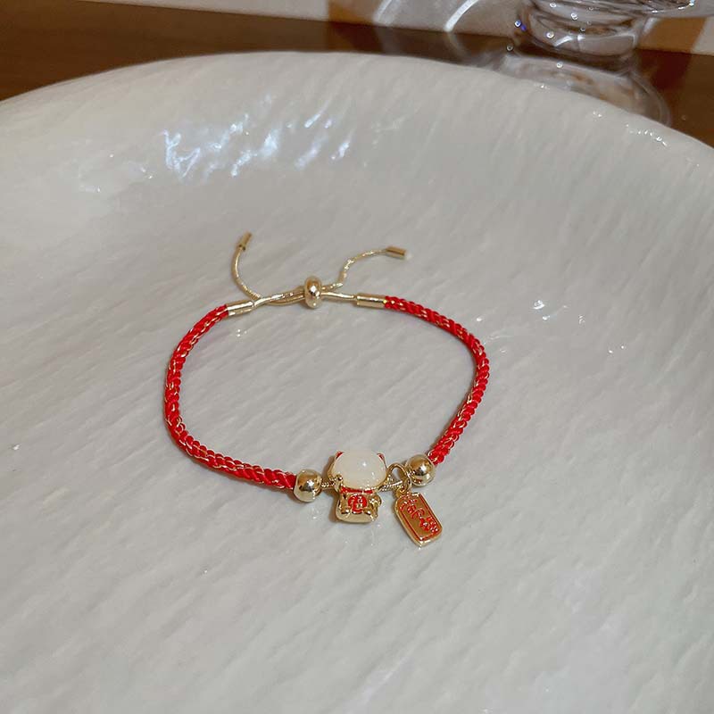 Vòng Tay Dây Đỏ Đính Đồng Xu May Mắn Thời Trang Trung Hoa