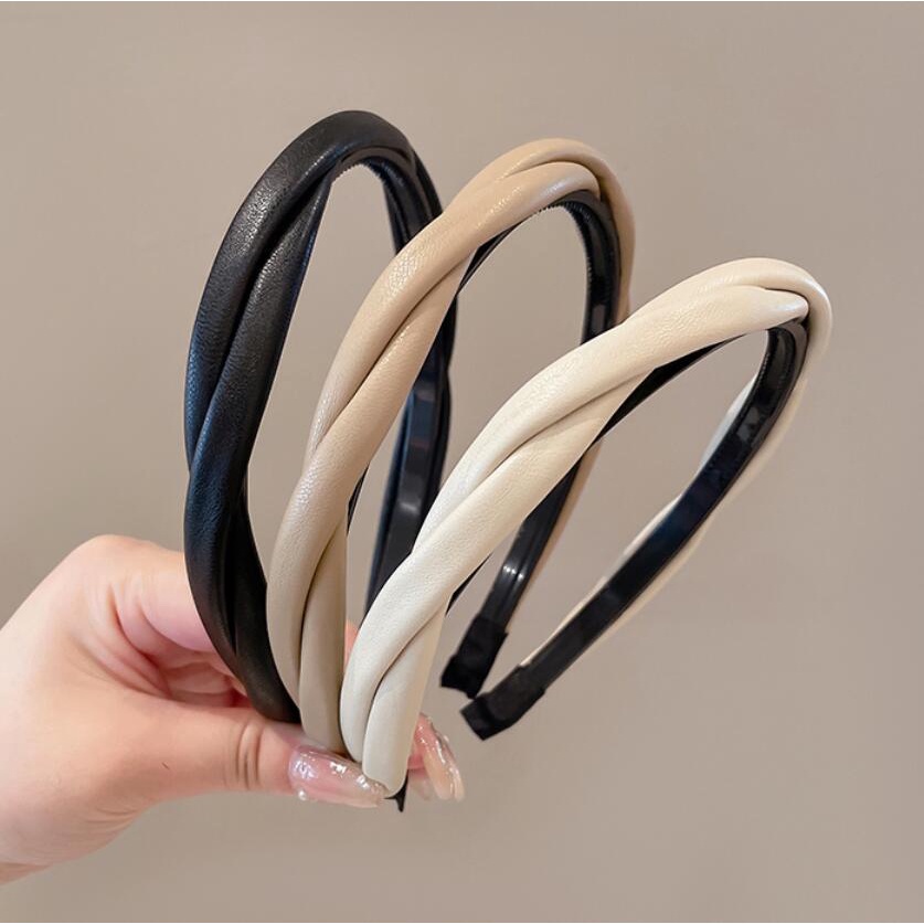 Bờm Tóc Băng Đô Cài Tóc Bằng Da Phong Cách Hàn Quốc Cho Nữ