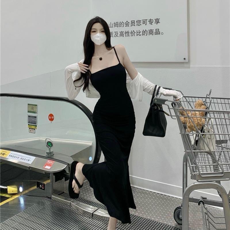 D10  Đầm Maxi Hai Dây Đuôi Cá Dáng Dài Chất Thun Dễ Mặc, Đầm Nữ Đi Chơi Phong Cách Hàn Quốc
