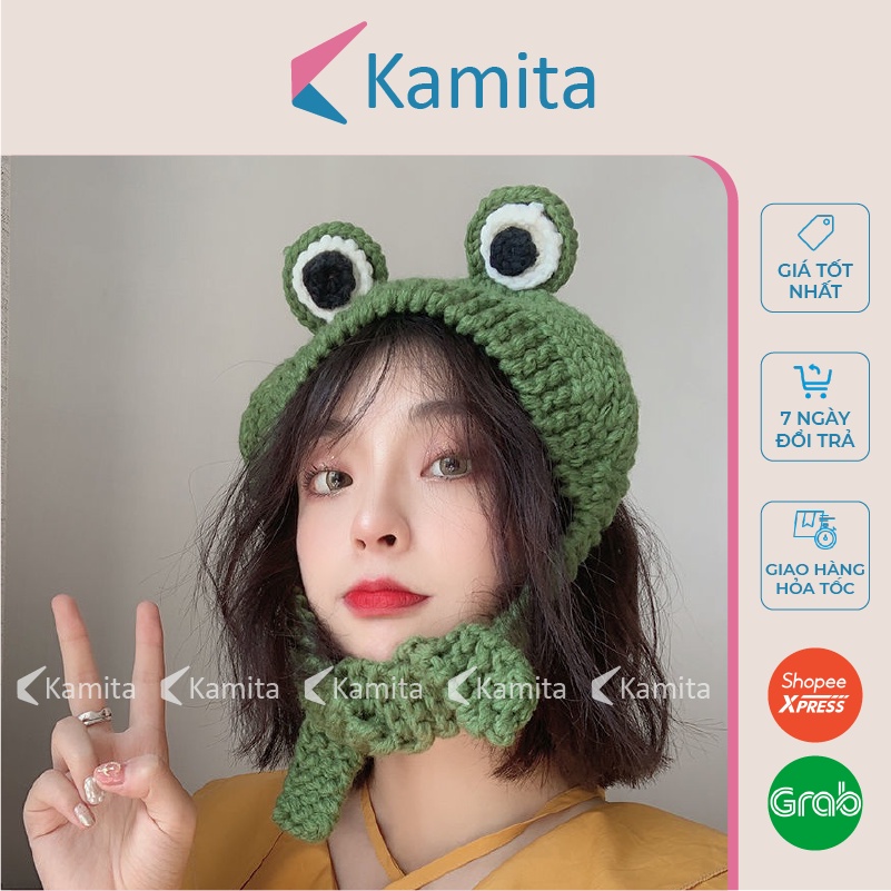 Mũ Len Beanie Con Êch Đáng Yêu Cute KAMITA Phong Cách Hàn Quốc, Nón Len Vintage Đẹp Mắt Ếch Mùa Đông Unisex Nam Nữ ML23