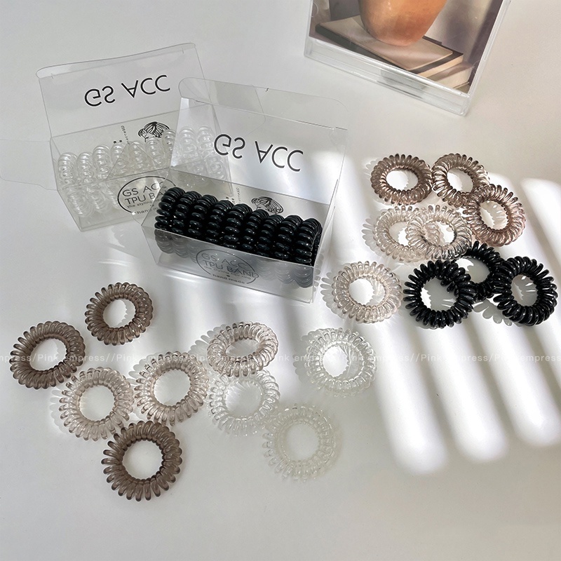 Set 9 Dây Buộc Tóc Cao Su Màu Đen Thiết Kế Tối Giản Phong Cách Hàn Quốc