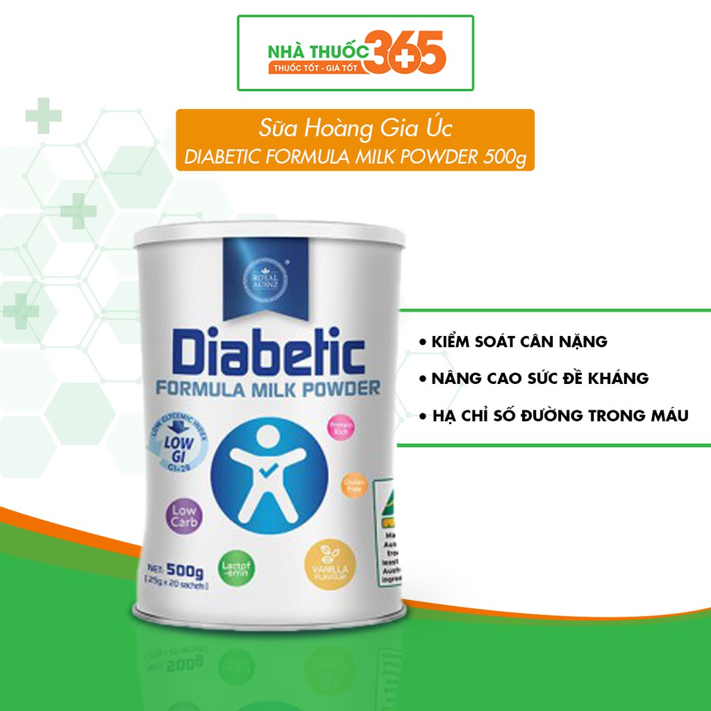 Sữa Bột Hoàng Gia Úc Dành Riêng Cho Người Tiểu Đường Royal Ausnz Diabetic Formula Milk Powder - Hộp 500g