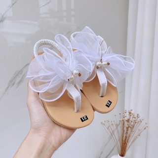 Sandal xỏ ngón cho bé gái nơ to
