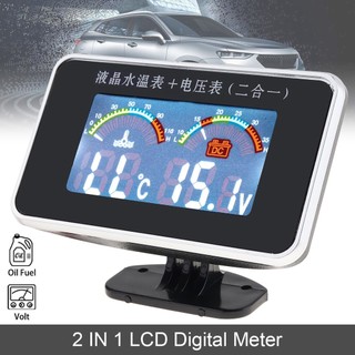 Đồng hồ đo volt kỹ thuật số lcd 2 trong 1 đa năng 12v / 24v + đồng hồ đo nhiệt độ nước có cảm biến cho ô tô / xe tải / xe máy