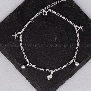 Lắc chân bạc 925 - lắc chân xích chuông - sao biển - sò 2 bells - starflish - shell 460lct