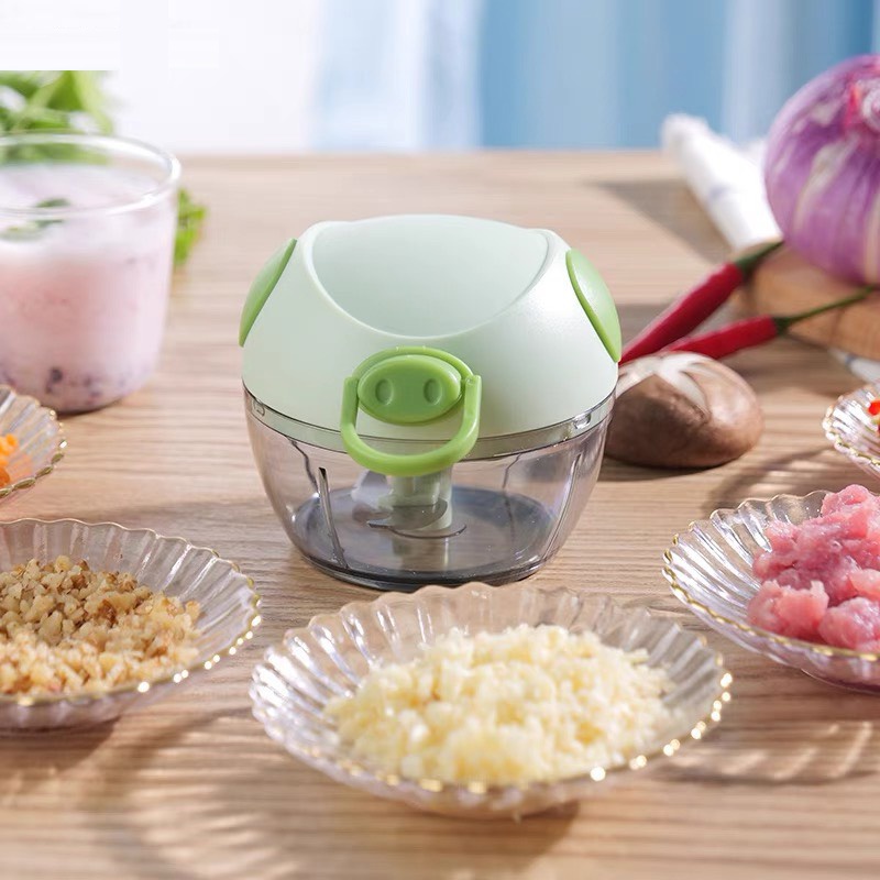 Máy xay tỏi ớt, máy xay mini kéo tay hình heo đa năng kéo dây tiện lợi