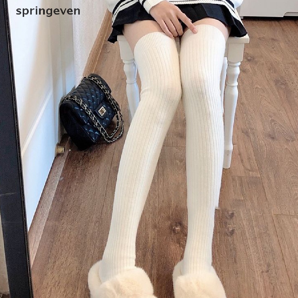 Vớ Cotton Dày Giữ Ấm Mùa Thu Đông Họa Tiết Sọc Dọc Màu Sắc Đơn Giản Cho Nữ